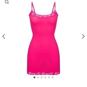Skims Fits Everybody lace-trimmed stretch slip dress - Neon Rose